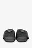 Prada Black Saffiano Leather Logo Triangle Plaque Sandals Size 41