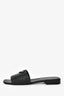 Prada Black Saffiano Leather Logo Triangle Plaque Sandals Size 41