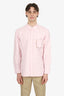 Burberry Pink Check Trimmed Button Down Shirt Size XL Mens