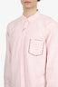 Burberry Pink Check Trimmed Button Down Shirt Size XL Mens