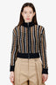Kith Black/Brown Striped Knit Zip-up Sweater Size XS