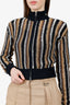 Kith Black/Brown Striped Knit Zip-up Sweater Size XS