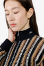 Kith Black/Brown Striped Knit Zip-up Sweater Size XS