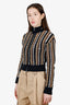 Kith Black/Brown Striped Knit Zip-up Sweater Size XS