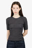 Ba&sh Black Glitter Ribbed Knit Short Sleeve Top Size S