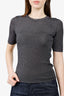 Ba&sh Black Glitter Ribbed Knit Short Sleeve Top Size S