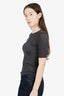 Ba&sh Black Glitter Ribbed Knit Short Sleeve Top Size S