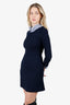 Sandro Navy Striped Trimmed Detachable Collar Mini Dress Size 0