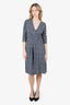 Max Mara Studio Navy/White Ruched Printed Dress Size XL