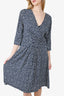 Max Mara Studio Navy/White Ruched Printed Dress Size XL