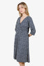 Max Mara Studio Navy/White Ruched Printed Dress Size XL