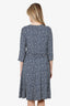 Max Mara Studio Navy/White Ruched Printed Dress Size XL