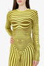Jean Paul Gaultier Yellow Morphing Stripes Long Sleeve Dress Size M