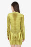 Jean Paul Gaultier Yellow Morphing Stripes Long Sleeve Dress Size M
