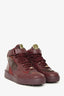 Valentino Burgundy Leather Camouflage Rockstud High Top Sneakers Size 35