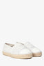 Pre-Loved Chanel™ White Patent Leather/Tweed CC Logo Espadrilles Size 36