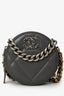 Pre-Loved Chanel™ Grey Lambskin 19 Round Crossbody Silver Hardware
