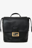 Fendi Black Leather FF Clasp Backpack