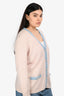 Pre-Loved Chanel™ Pink/Blue Cashmere Trim Detailed Cardigan Size 46
