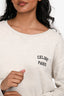 Celine Grey Logo Printed Crewneck Sweater Size S