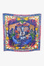 Hermès Blue/Multicolour Silk 'La Marche Du Zambeze' Scarf 90