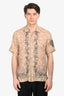Dries Van Noten Beige Ramie Embroidered Short Sleeve Button Down Shirt Size 48 Mens