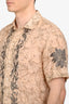 Dries Van Noten Beige Ramie Embroidered Short Sleeve Button Down Shirt Size 48 Mens