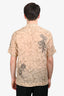 Dries Van Noten Beige Ramie Embroidered Short Sleeve Button Down Shirt Size 48 Mens