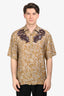 Dries Van Noten Yellow/Burgundy Sequin Short Sleeve Button Down Shirt Size S Mens