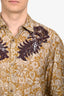 Dries Van Noten Yellow/Burgundy Sequin Short Sleeve Button Down Shirt Size S Mens