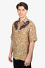 Dries Van Noten Yellow/Burgundy Sequin Short Sleeve Button Down Shirt Size S Mens