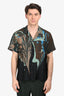 Dries Van Noten Brown/Blue Silk Printed Short Sleeve Button Down Shirt Size 52 Mens