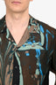 Dries Van Noten Brown/Blue Silk Printed Short Sleeve Button Down Shirt Size 52 Mens