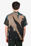 Dries Van Noten Brown/Blue Silk Printed Short Sleeve Button Down Shirt Size 52 Mens