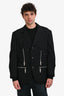 Yohji Yamamoto 2018 Black Wool Chain Embellished Blazer Size 4