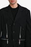 Yohji Yamamoto 2018 Black Wool Chain Embellished Blazer Size 4