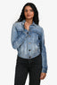 Saint Laurent Blue Denim Logo Patched Cropped Jacket Size XS