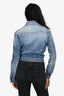 Saint Laurent Blue Denim Logo Patched Cropped Jacket Size XS