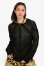 Versace Black/Yellow Mesh Baroque Zip Up Hoodie Size 48
