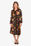 Gucci Black/Multicolour Silk Floral Print Coat Size 40
