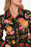 Gucci Black/Multicolour Silk Floral Print Coat Size 40