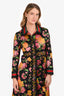 Gucci Black/Multicolour Silk Floral Print Coat Size 40