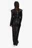 Balmain Black Sequin Shoulder Padded Long Sleeve Maxi Dress Size 38