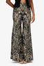 Chloe Green/Multicolour Shimmery Paisley Wide Legged Pants Size 36