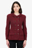 Pre-Loved Chanel™ 98A Burgundy Wool CC Button Double Breasted Jacket Size 38