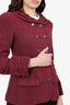 Pre-Loved Chanel™ 98A Burgundy Wool CC Button Double Breasted Jacket Size 38