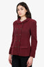 Pre-Loved Chanel™ 98A Burgundy Wool CC Button Double Breasted Jacket Size 38
