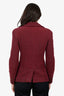 Pre-Loved Chanel™ 98A Burgundy Wool CC Button Double Breasted Jacket Size 38