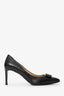 Salvatore Ferragamo Black Leather Bow Pumps Size 7.5