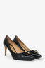 Salvatore Ferragamo Black Leather Bow Pumps Size 7.5